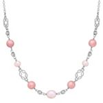 Rhodonite, 6.5-9mm Pink Cultured Freshwater Pearl, and Sterling Silver Necklace (20 in.)