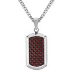 Black and Red Carbon Fiber and Stainless Steel Dog Tag Necklace (24 in.)