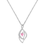 Heart Shaped Pink Sapphire and Sterling Silver Pendant (18 in.)
