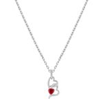Heart Shaped Ruby and Sterling Silver Heart Pendant (18 in.)