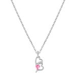 Heart Shaped Pink Sapphire and Sterling Silver Heart Pendant (18 in.)