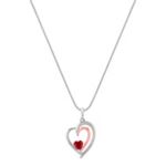 Heart Shaped Ruby, Sterling Silver and 14k Rose Gold Pendant (18 in.)