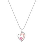 Heart Shaped Pink Sapphire, 14k Rose Gold, and Sterling Silver Pendant (18 in.)