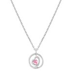 Heart Shaped Pink Sapphire and Sterling Silver Circle Pendant (18)