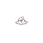 Heart Shaped Pink Sapphire and Sterling Silver Heart Ring