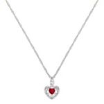 Heart Shaped Ruby and Sterling Silver Pendant (18 in.)