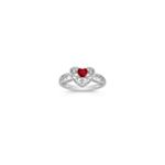 Heart Shaped Ruby and Sterling Silver Ring