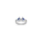 Round Sapphire and Diamond Wedding Set with Pave Setting
