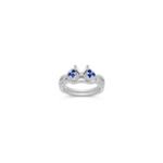 Round Sapphire and Diamond Wedding Set with Pave Setting