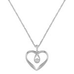 Diamond and Sterling Silver Heart Pendant (18 in.)
