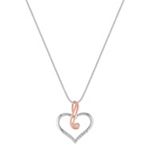 Diamond Heart Pendant in 14k White and Rose Gold (18 in.)