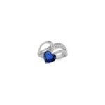 Heart Shaped Sapphire and Round Diamond Ring