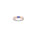 Oval Kentucky Blue Sapphire Ring in Sterling Silver and Rose Gold