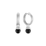 Sterling Silver and Black Agate Hoop Earrings