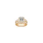 Halo Vintage Diamond Wedding Set with Pave Setting