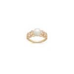 Vintage 7.5mm Cultured Akoya Pearl and Diamond Ring