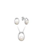 Freshwater Pearl Pendant and Earring Set in Sterling Silver (18 in.)