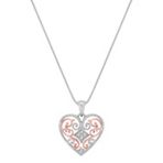 Princess Cut Diamond Heart Pendant in 14k Rose Gold and Sterling Silver (18)