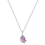 Freeform Lavender Sapphire and Round Diamond Pendant (18 in.)