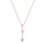 Heart Shaped White Sapphire and Round Diamond Pendant in 14k White and Rose Gold (18 in.)
