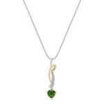 Heart Shaped Green Sapphire and Round Diamond Pendant in Two-Tone Gold (18 in.)