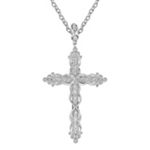 Sterling Silver and Diamond Cross Pendant (18 in.)