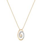 Swirl Diamond Circle Pendant in Two-Tone Gold (18)