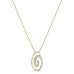 Swirl Diamond Circle Pendant in Two-Tone Gold (18 in.)