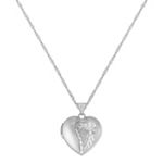Engraved 14k White Gold Heart Shaped Locket (18 in.)