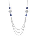 Blue Sodalite and Sterling Silver Necklace (36 in.)