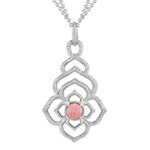 Sterling Silver and Rhodonite Floral Pendant (18 in.)