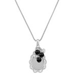 Engravable Sterling Silver Pendant with Black Agate Beads (24 in.)