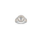 Halo Diamond Engagement Ring in Two-Tone Gold with Pave Setting