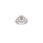Halo Diamond Engagement Ring in Two-Tone Gold with Pave Setting