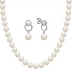 Freshwater Pearl Strand and Earring Two-Piece Set in Sterling Silver (18)