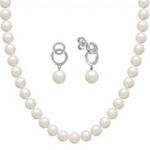 Freshwater Pearl Strand and Earring Two-Piece Set in Sterling Silver (18 in.)