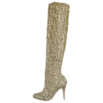 Deblossom Niki Women's Gold Knee High Boots 