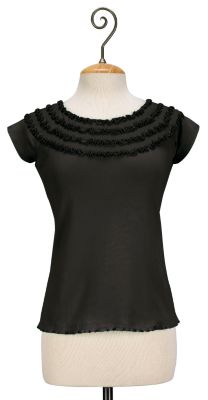 Women's Plus Size Cotton Short Sleeve Ruffled Fiesta Tee - Black