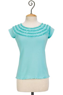 Women's Plus Size Cotton Short Sleeve Ruffled Fiesta Tee - Blue