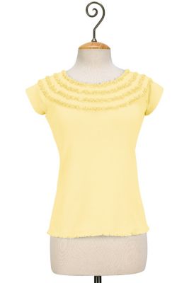 Women's Plus Size Cotton Short Sleeve Ruffled Fiesta Tee - Yello
