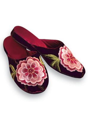 Embroidered Velvet Slipper
