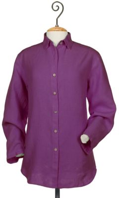 Women's Plus Size Oversized Fit Outer Banks Linen Shirt - Purple
