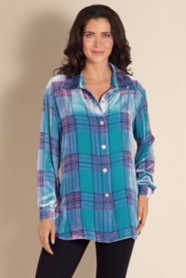 Petite Plaid Velvet Big Shirt