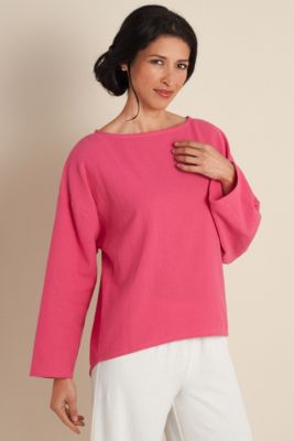 Women's Tall Jewel Neckline Cotton Gauze Pullover - Pink