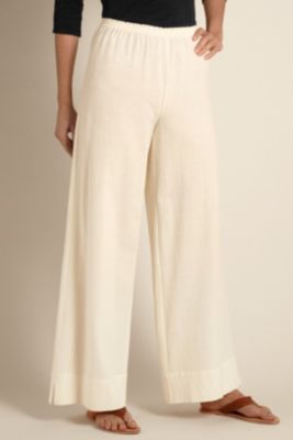 Women's Plus Size Relaxed Fit Wide Leg Beachy Cotton Gauze Pant - Brown