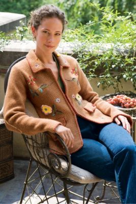 Jeweled Herringbone Sweater Jacket