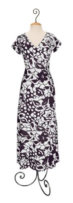 Misses Long Cotton Floral Print Shapely Surplice A-Line Dress - 