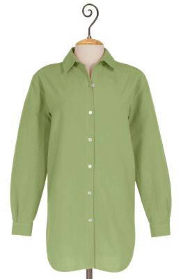 Women's Plus Size Classic Cotton Gauze Big Shirt - Green