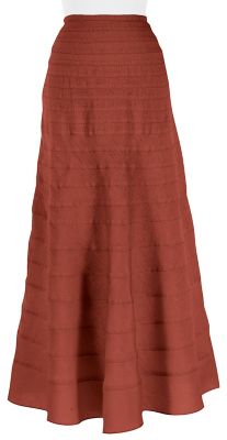Misses Long Cotton Lined Tiered Linen Arielle Skirt - Yellow