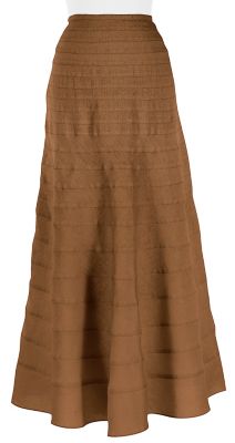 Women's Tall Long Cotton Lined Tiered Linen Arielle Skirt - Brown